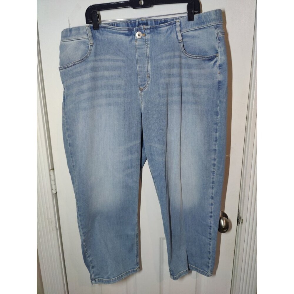J Jill High-Rise Straight Leg Crop Faded Pull On Jeans 22R (40x23.5) NWOT